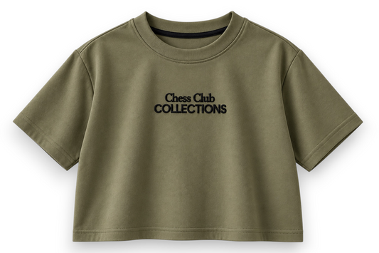 Olive Chess Club Collections Crop Tee