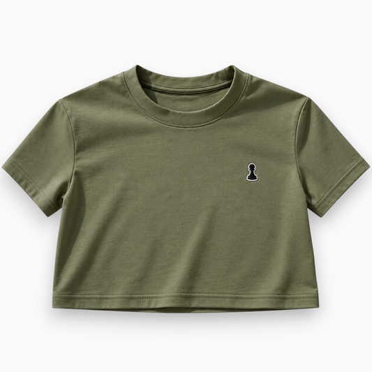 Olive Pawn Crop Tee