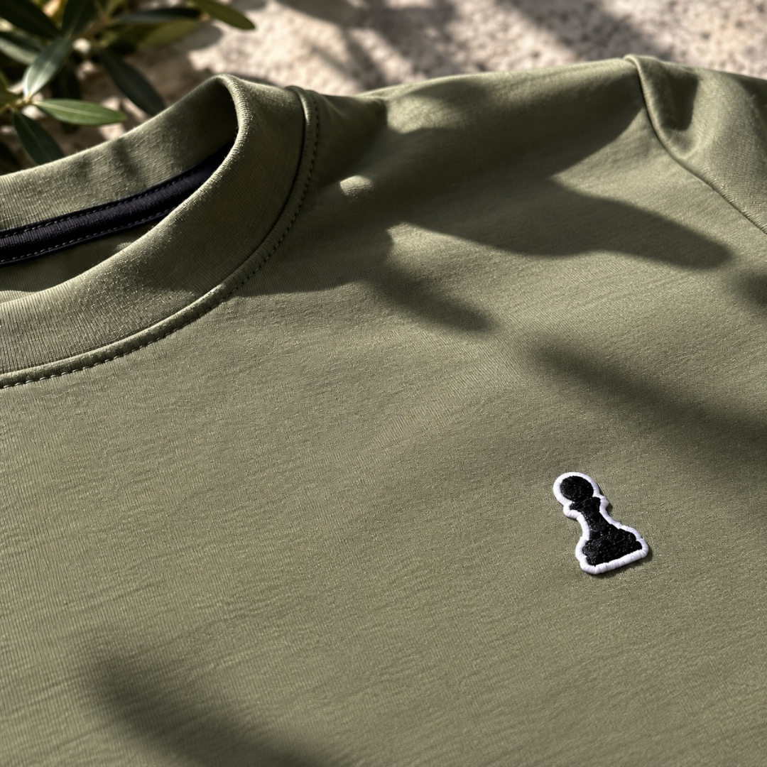 Olive Pawn Crop Tee