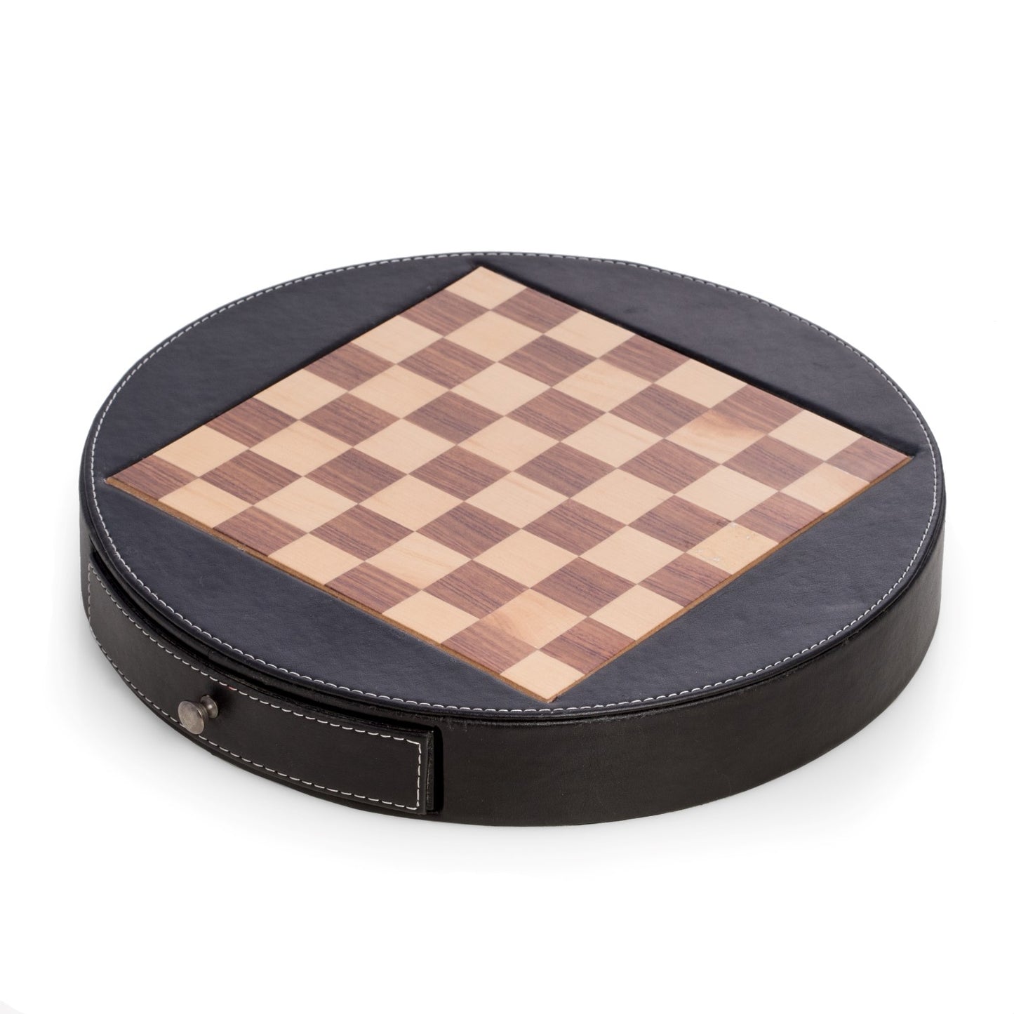 Chess Set in Wood with Black Leather